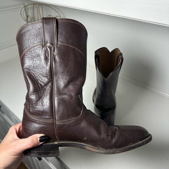Justin Roper Boots Women’s 8B Brown Leather Western Cowboy Boots USA Made - Picture 6 of 8